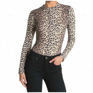 Abound Mock Neck Ribbed Leopard Print Bodysuit NEW WITH TAGS